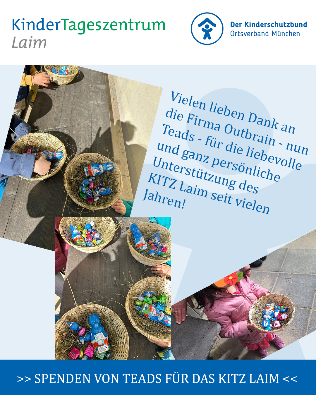 Spenden der Firma Teads (ehemals Outbrain) für das KITZ Laim